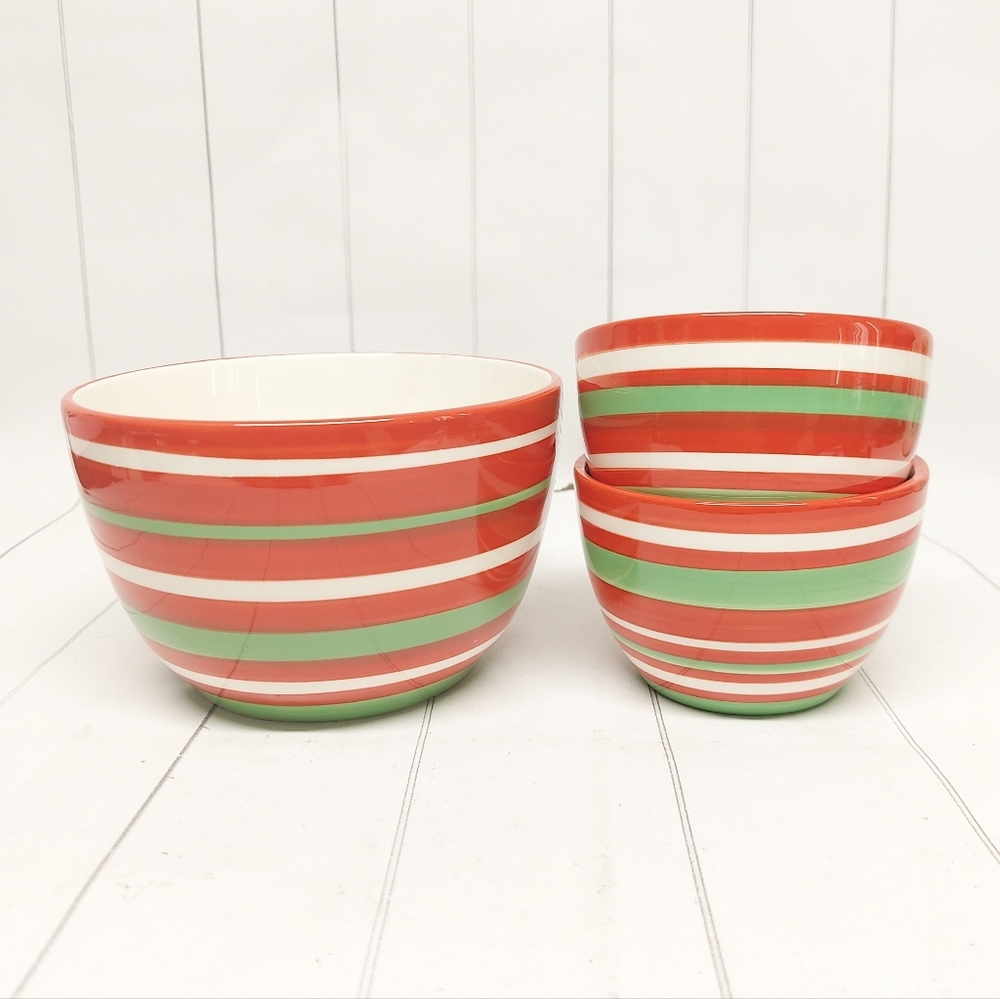 Pier 1 Imports Set of 3 Christmas/Holiday Candy/Nut Bowls Hand-Painted